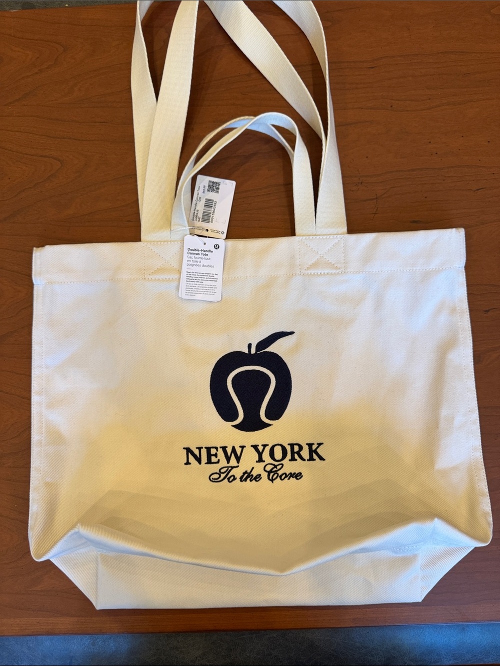 New York To the Core Cream Canvas Tote Bag with Navy Logo, US Open exclusive